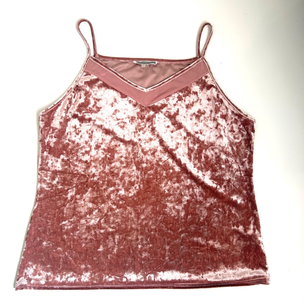 Liquid by Senoi | Crushed Velvet Pink V Neck Cami Top Size XL